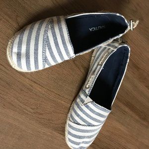 Nautica Blue and White Striped Espadrilles